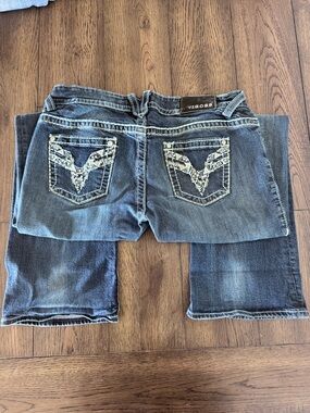 Vigoss Dark Blue Denim Jeans with Embellished Back Pockets